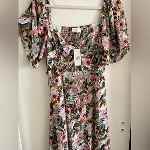 ASTR the label floral ankle length dress